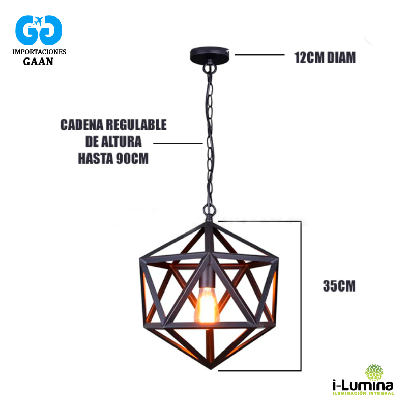 LAMPARA COLGANTE LAUREN BLACK METAL