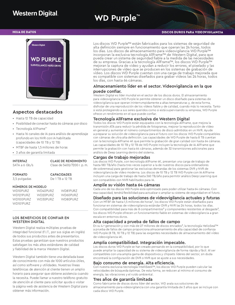 DISCO DURO PURPLE WD 6TB SATA