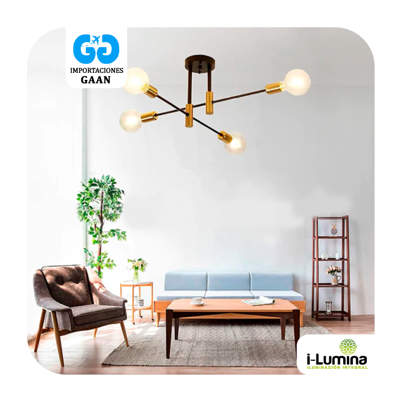 LAMPARA COLGANTE AULINA BLACK AND GOLD LED