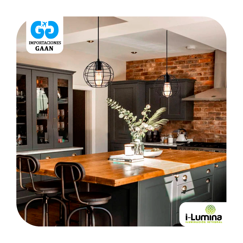 LAMPARA COLGANTE TIPO JAULA GALIA BLACK LED