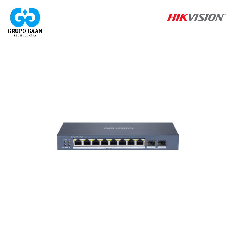 HIKVISION - SWITH ADMIN 8 PUERTOS POE 2 PUERTOS 1000M Y 1P FIBRA - HK-DS-3E1510P-SI