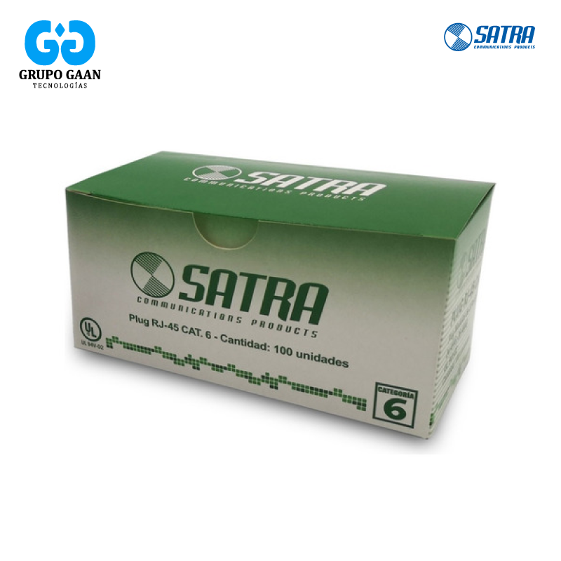 SATRA - PLUG RJ45 CAT 6 CAJA/100 UNIDADES [MG]