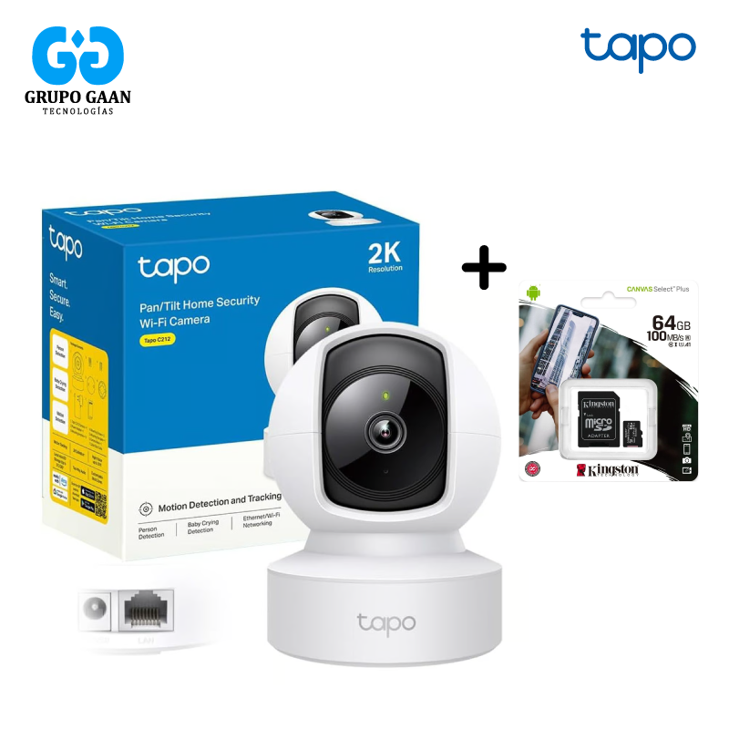 TP-LINK TAPO C212 / ENTRADA RJ45 + MEMORIA KINGSTON 64 GB