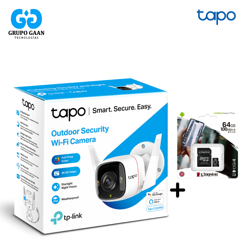 TP-LINK - TAPO C320WS + MEMORIA KINGSTON 64 GB