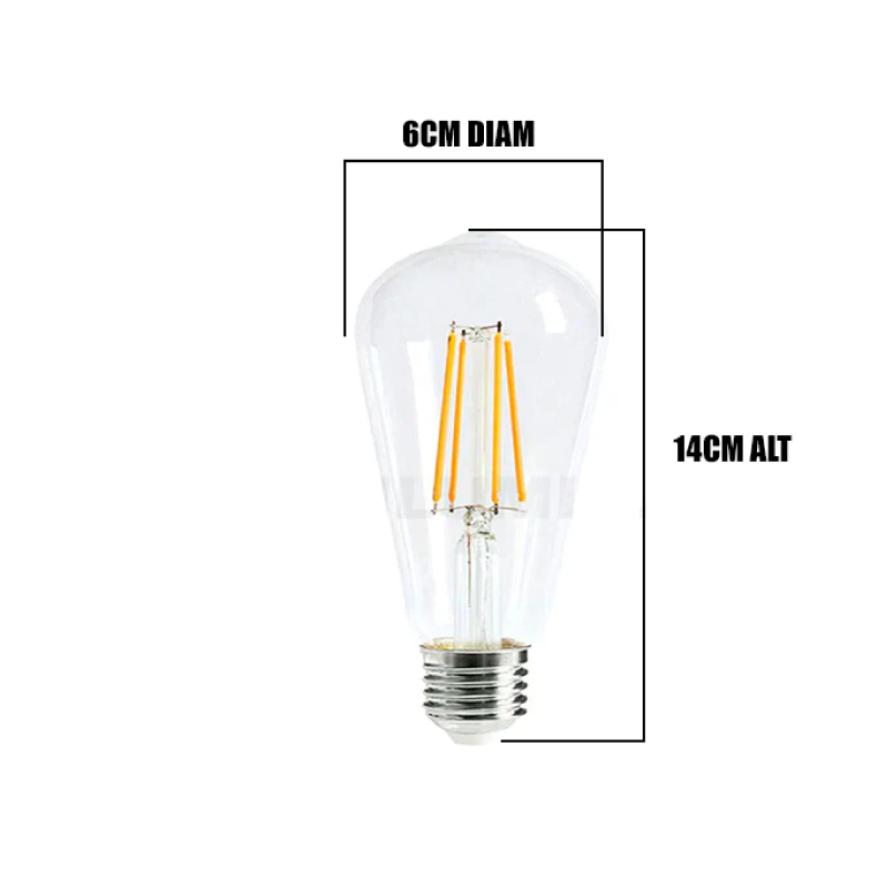 FOCO LED TUBULAR ST64 TRANSP 4W LUZ CÁLIDA