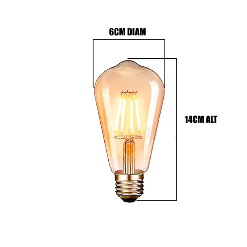 FOCO LED TUBULAR ST64 ÁMBAR 4W LUZ CÁLIDA