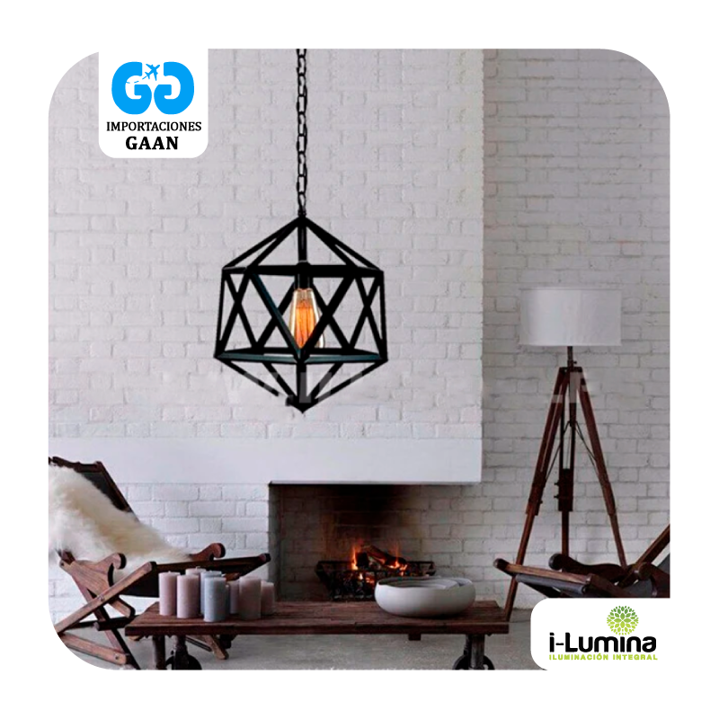 KIT LAMPARA COLGANTE LAUREN BLACK METAL+ FOCO