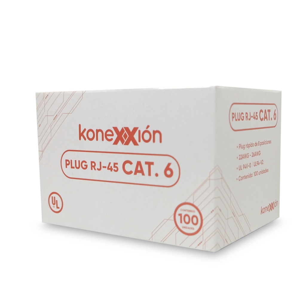 PLUG RJ45 CAT6 X CAJA/100 UND KONEXXION