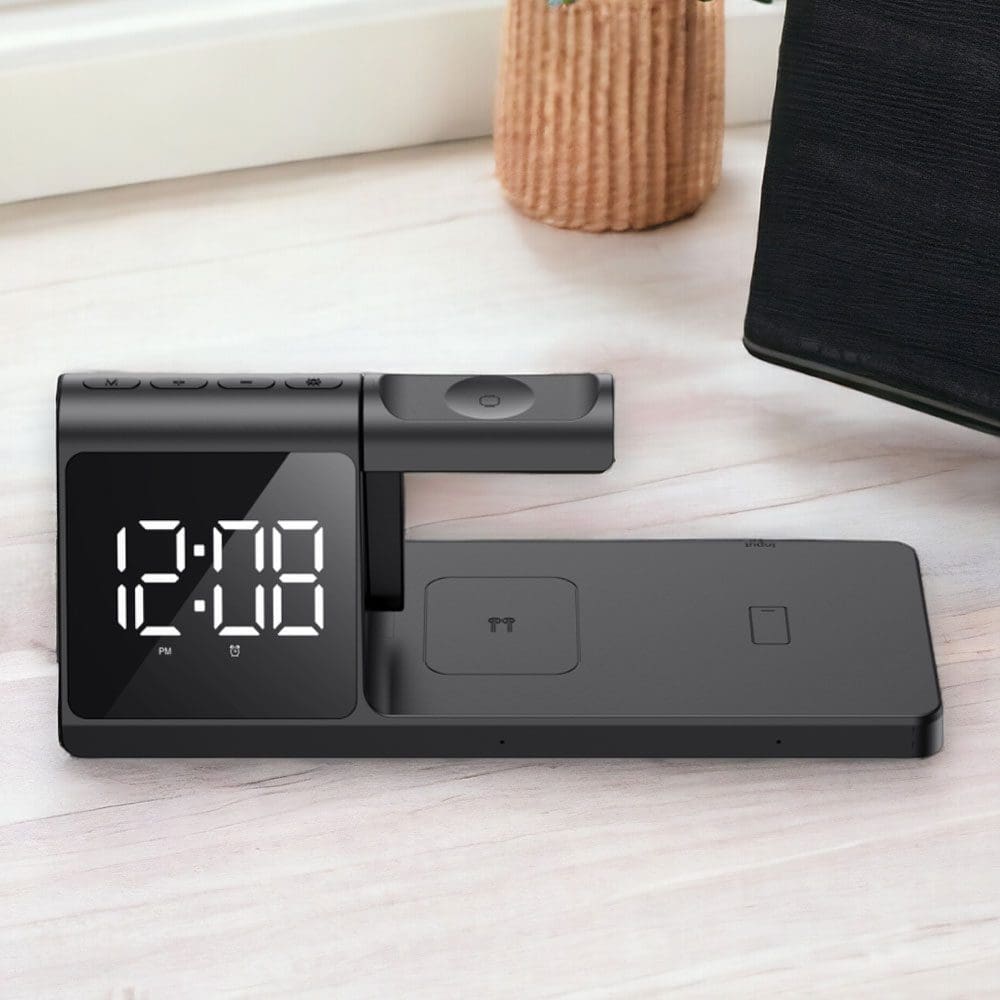 HAVIT - RELOJ DESPERTADOR CON CARGADOR INALÁMBRICO 3 EN 1