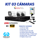 KIT 03 CÁMARAS DE SEGURIDAD - 2MP CON AUDIO- HIKVISION