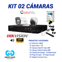 KIT 02 CÁMARAS DE SEGURIDAD - 2MP COLORVU CON AUDIO- HIKVISION