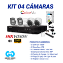 KIT 04 CÁMARAS DE SEGURIDAD - 2MP COLORVU CON AUDIO- HIKVISION