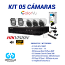 KIT 05 CÁMARAS DE SEGURIDAD - 2MP COLORVU CON AUDIO- HIKVISION